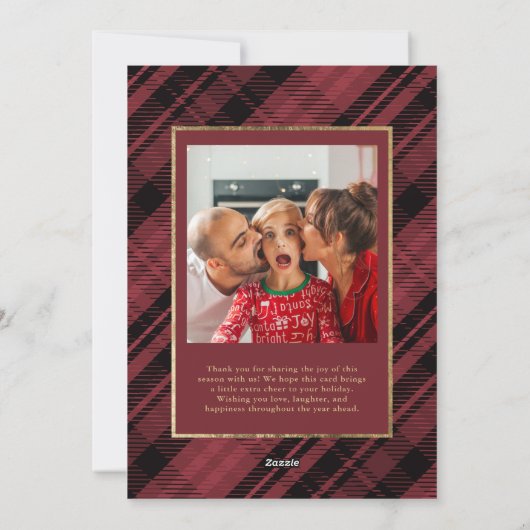 赤素朴金ゴールドメリークリスマス2枚の写真 シーズンカード (裏面)