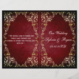 赤素朴金ゴールド本折り結婚式 プログラム