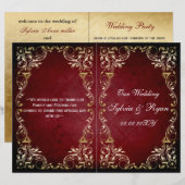 赤素朴金ゴールド本折り結婚式 プログラム (正面/裏面)