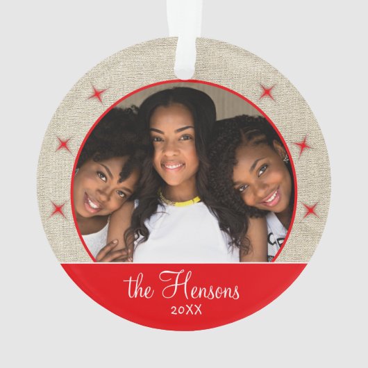 赤素朴雪片フォトクリスマスキープサケ オーナメント (裏面)