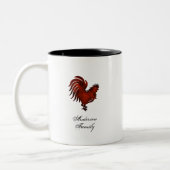 赤素朴鶏の姓パーソナライズされた名 ツートーンマグカップ (左)