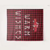 赤素朴黒チェック格子付きトラックドッグホリデー タペストリー (正面(横))