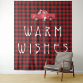赤素朴黒チェック格子付きトラックドッグホリデー タペストリー (インサイチュ)