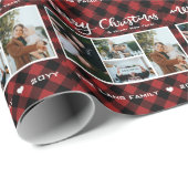 赤素朴黒バッファローのプレイド写真クリスマス ラッピングペーパー (ロールコーナー)