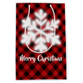 赤素朴黒バッファローのプレイド ミディアムペーパーバッグ (正面)