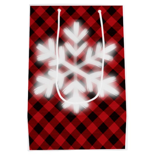 赤素朴黒バッファローのプレイド ミディアムペーパーバッグ (裏面)