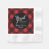 赤素朴黒バッファローの格子柄ありがとう 縁ありカクテルナプキン (正面)