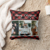 赤素朴黒バッファローチェッククリスマスコラージュ クッション (ブランケット)
