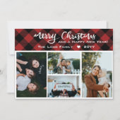 赤素朴黒バッファローチェッククリスマスコラージュ シーズンカード (正面)