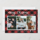 赤素朴黒バッファローチェックMerry Christmas シーズンカード (正面)