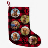 赤素朴黒バッファロープレイドおもしろい12ペットフォト スモールクリスマスストッキング (正面)