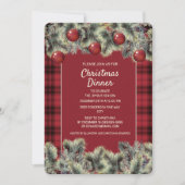 赤素朴黒バッファロープレイドクリスマスディナー 招待状 (正面)