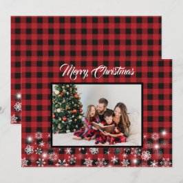 赤素朴黒バッファロープレイドファミリー写真 シーズンカード