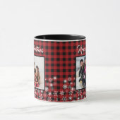 赤素朴黒バッファロープレイドファミリー写真 マグカップ (中央)