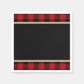 赤素朴黒バッファロープレイド誕生日パーティー スタンダードカクテルナプキン (正面)