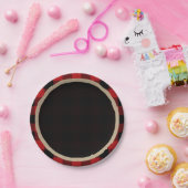 赤素朴黒バッファロープレイド誕生日パーティー ペーパープレート (パーティー)