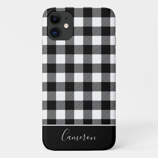 赤素朴黒バッファロープレイド – 編集可能な名前 Case-Mate iPhoneケース (裏面)