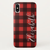 赤素朴黒バッファロープレイド – 赤を編集できる Case-Mate iPhoneケース (裏面)