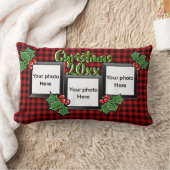 赤素朴黒バッファローplaidパーソナライズ写真 ランバークッション (ブランケット)