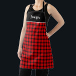 赤素朴黒バッファローplaidモノグラム名 エプロン<br><div class="desc">赤い素朴黒バッファローplaidモノグラム名エプロン自分の名前を追加してパーソナライズ。</div>