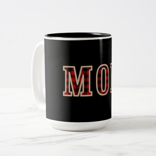 赤素朴黒バッファロ市松模様にスクウェアMOM ツートーンマグカップ (正面左)