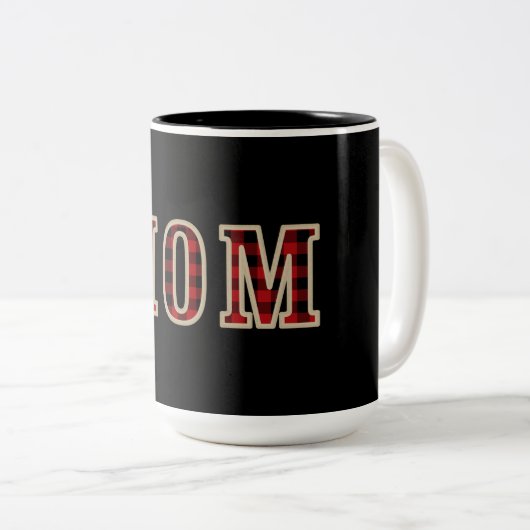 赤素朴黒バッファロ市松模様にスクウェアMOM ツートーンマグカップ (正面右)