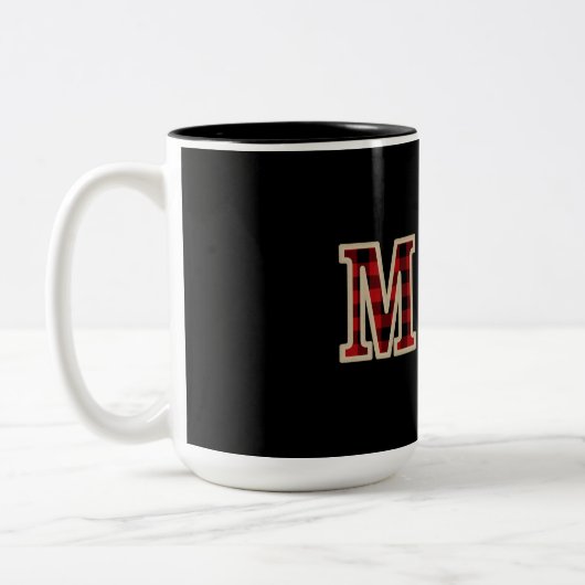 赤素朴黒バッファロ市松模様にスクウェアMOM ツートーンマグカップ (左)