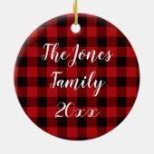 赤素朴黒板模様霜の降りた雪片 セラミックオーナメント (裏面)