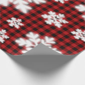 赤素朴黒板模様霜の降りた雪片 ラッピングペーパー (角)