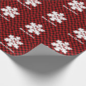 赤素朴黒格子模様フェスティバル雪 ラッピングペーパー (角)