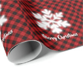 赤素朴黒格子模様フェスティバル雪 ラッピングペーパー (ロールコーナー)