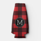 赤素朴黒水牛の格子模様モノグラム ボトルクーラー (正面)