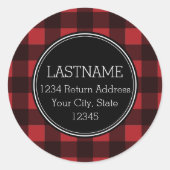 赤素朴黒水牛の格子模様モノグラム ラウンドシール (正面)