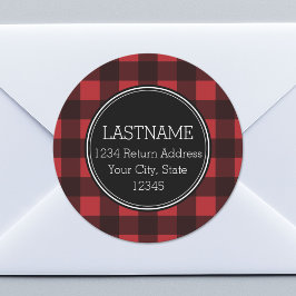 赤素朴黒水牛の格子模様モノグラム ラウンドシール