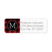 赤素朴黒水牛の格子模様モノグラム ラベル (正面)