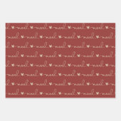 赤素朴、タン、緑のクリスマスラッピング紙 ラッピングペーパーシート (正面3)