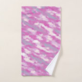 赤紫および灰色の水彩画 バスタオルセット (ハンドタオル)