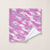 赤紫および灰色の水彩画 バスタオルセット (ウォッシュタオル)