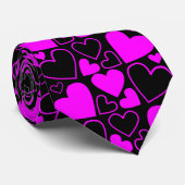 赤紫および黒く、空および無地のなハートのタイ ネクタイ (ロール)