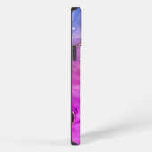 赤紫と金の液状インク、モノグラムと名前 iPhoneケース (右側面)