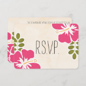 赤紫のハイビスカスのハワイの結婚式の応答カード 出欠カード (正面/裏面)