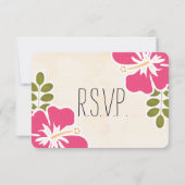 赤紫のハイビスカスのハワイの結婚式の応答カード 出欠カード (正面)