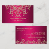 赤紫のピンクおよび金ゴールドの華美な日が差すことの曼荼羅 名刺 (正面/裏面)
