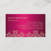 赤紫のピンクおよび金ゴールドの華美な日が差すことの曼荼羅 名刺 (裏面)