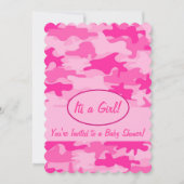 赤紫のピンクの迷彩柄のカムフラージュのベビーシャワー 招待状 (正面)