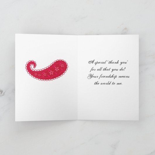 赤紫のピンクの黄色いペイズリーのカスタムな挨拶状 サンキューカード (内部)