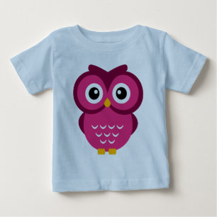 赤紫のフクロウ ベビーTシャツ
