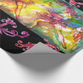 赤紫のフローラ旋回を持つカーニバルバレエ ラッピングペーパー (角)