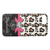 赤紫の弓ハート形のフェイクできらきら光るなヒョウのプリント Case-Mate iPhoneケース (裏面(横))