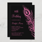 赤紫の羽の菓子16の誕生日の招待状 招待状 (正面/裏面)